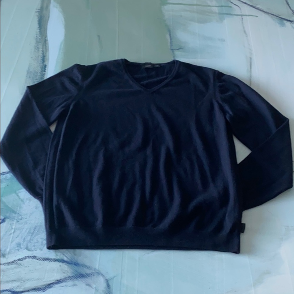 Hugo Boss Slim Fit V Neck Navy Blue Sweater